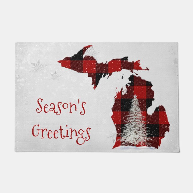 Paillasson Noël Michigan à Buffalo Plaid (Devant)