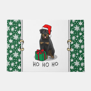 Paillasson Noël Père Noël Casquette Rottweiler Chien Drôle