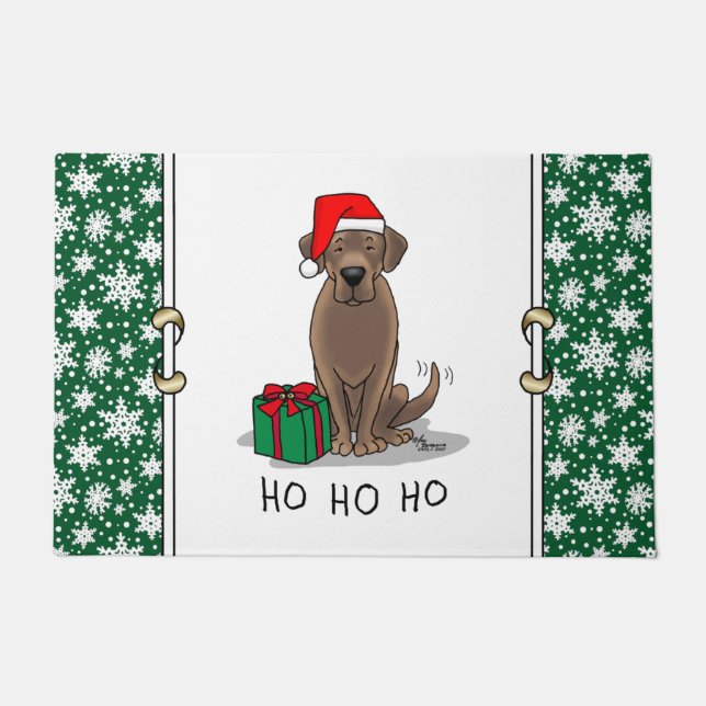 Paillasson Noël Père Noël Chocolat Labrador Retriever Cute (Devant)