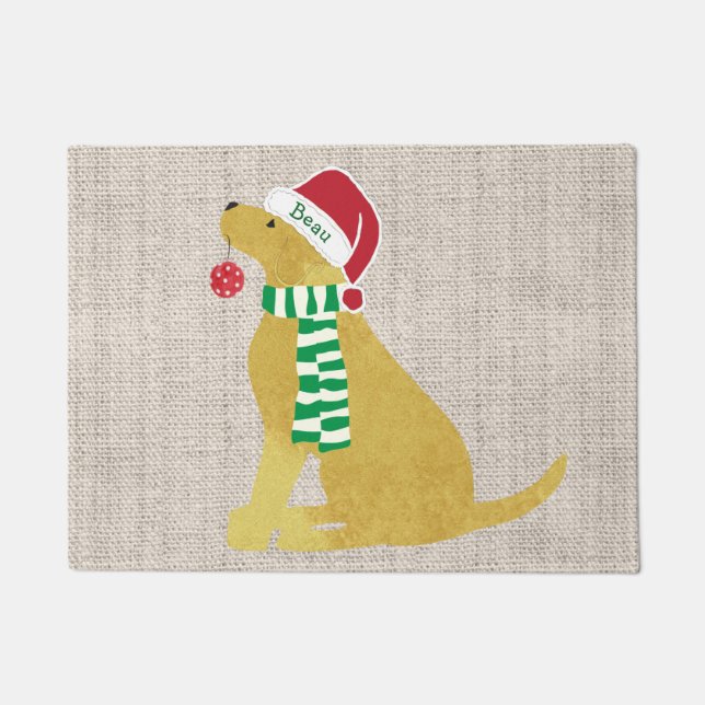 Paillasson Noël personnalisé Golden Retriever Holiday (Devant)