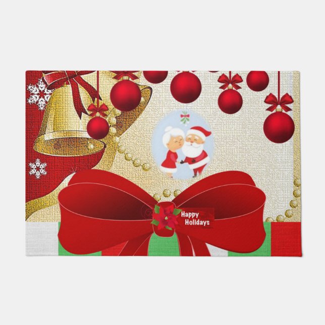 Paillasson Noël Porte Mat, Père Noël Joyeuses Fêtes (Devant)