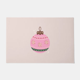 Paillasson Noël Rétro Vacances rose Bauble