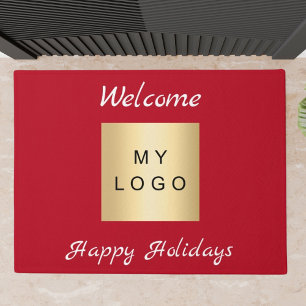 Paillasson Noël rouge entreprise logo joyeuses Fêtes