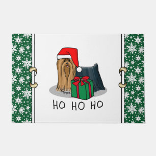 Paillasson Noël Santa Hat Yorkshire Terrier Yorkie Cute