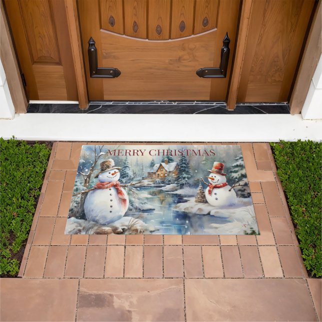 Paillasson Noël Snowmen Journal Cabine Woods River (De plein air)