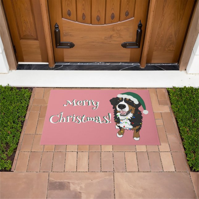 Paillasson Noël Vacances Bernese Mountain Dog (De plein air)