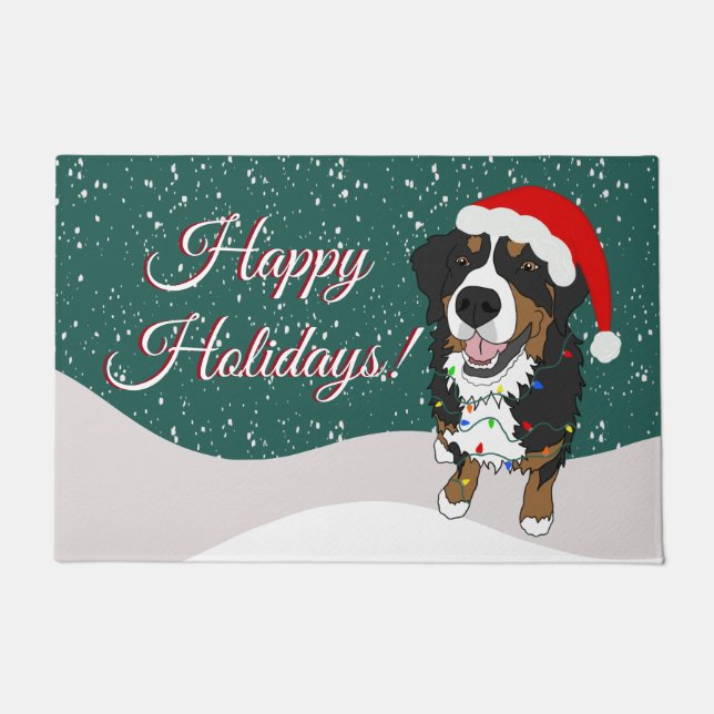 Paillasson Noël Vacances Bernese Mountain Dog (Devant)