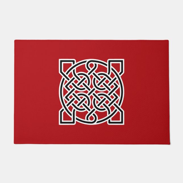 Paillasson Noeud de marin celtique, rouge profond, noir et bl (Devant)