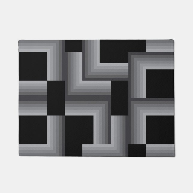 Paillasson Noir, argent, cool, uniques, carrés tendance (Devant)