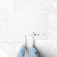 Noir Blanc moderne Script Girl Monogramme Nom