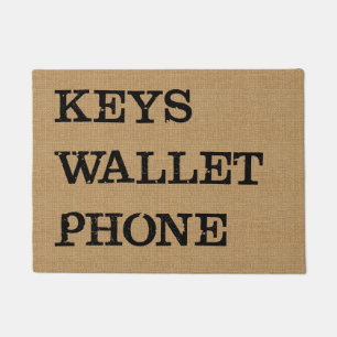 Paillasson Noir de TÉLÉPHONE de PORTEFEUILLE de CLÉS sur