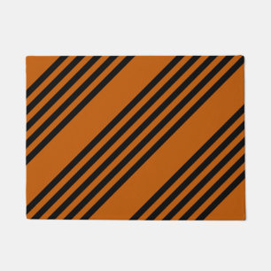 Paillasson Noir et brûlé orange cinq bandes motif