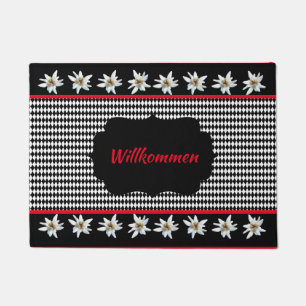 Paillasson Noir inspiré allemand avec Edelweiss 