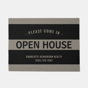 Paillasson Noir moderne Taupe Immobilier Open House Doormat