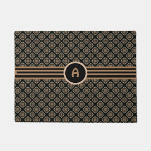 Paillasson Noir & Or Moderne Motif de Monogramme classique