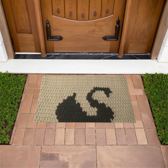 Paillasson Noir Swan Silhouette Naturel Crochet Imprimer (De plein air)