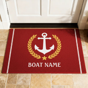Paillasson Nom de bateau étoile laurier or thème nautique d'a