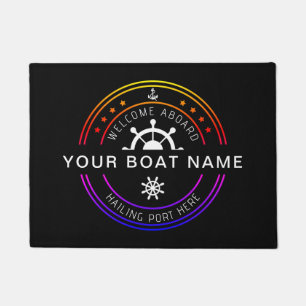 Paillasson Nom de bateau personnalisé couleur marine Bienvenu