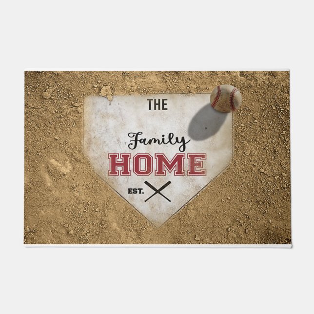 Paillasson Nom de famille Customisé Tapis, Famille de basebal (Devant)
