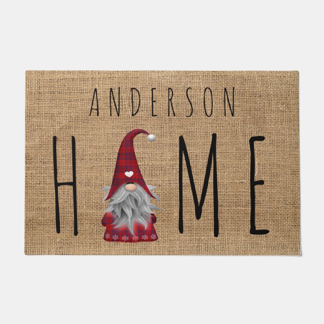 Paillasson Nom de famille mignonne Noël Jeu de Noël Gnome (Devant)
