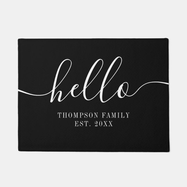 Paillasson Nom de famille personnalisé Bonjour (Devant)