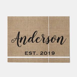 Paillasson Nom de famille personnalisé de toile de jute