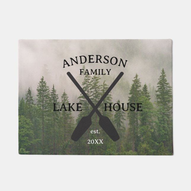 Paillasson Nom de famille personnalisé Lake House (Devant)