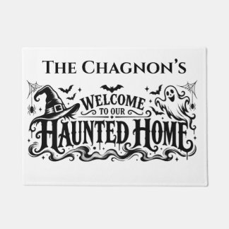 Paillasson Nom de famille personnalisé Maison hantée Hallowee
