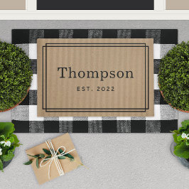 Paillasson Nom de famille Tan personnalisé Monogramme