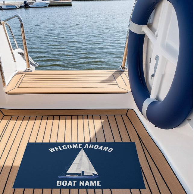 Paillasson Nom du bateau à voile (custom name sail boat yacht doormat with custom boat name)