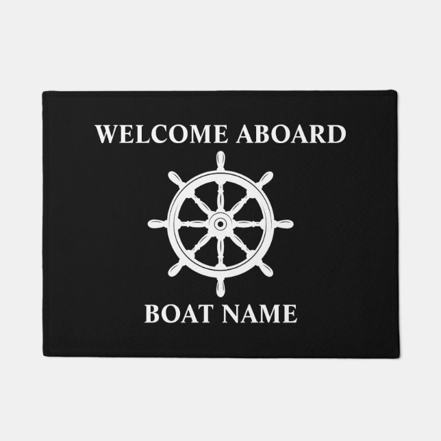 Paillasson Nom du bateau Navires nautiques Roue Helm Welcome (Devant)