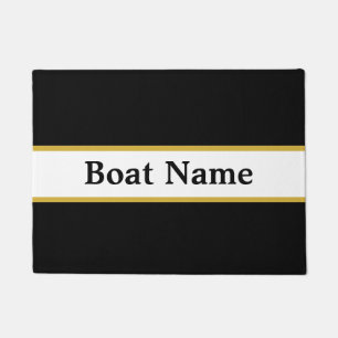 Paillasson Nom du bateau noir et blanc et or simple Modèle t