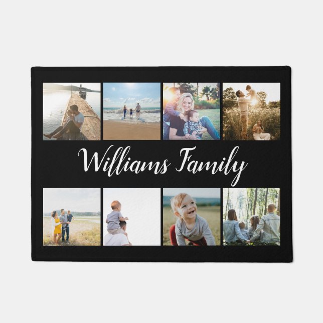 Paillasson Nom du collage photo de famille personnalisée (Devant)