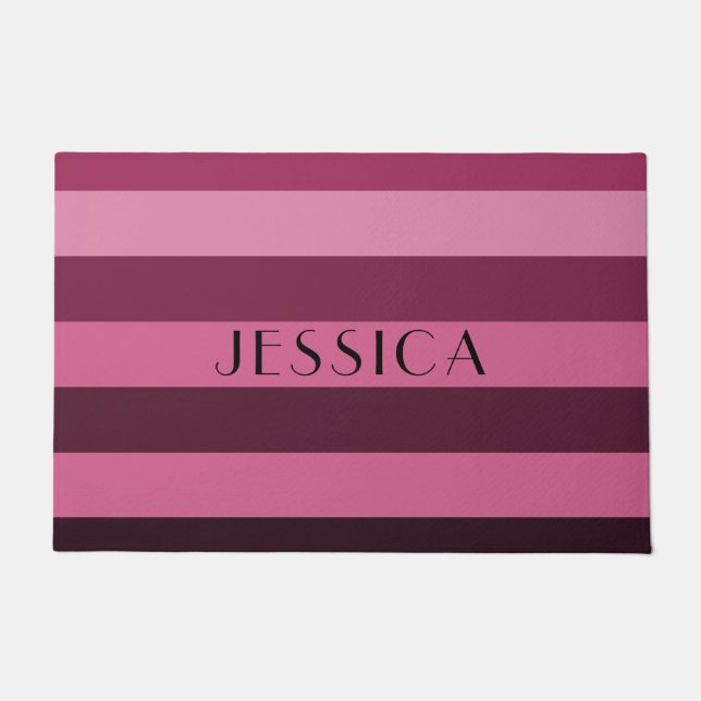 Paillasson Nom Elegant Pink Stripes (Devant)