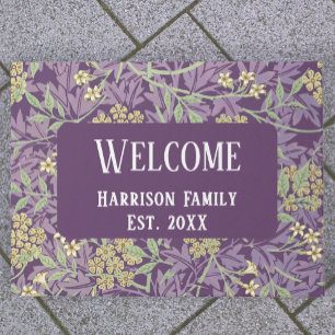 Paillasson Nom Floral Violet Nom De Famille Établi Accueil