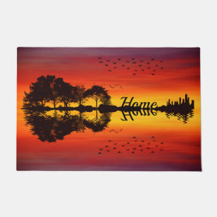 Paillasson Nom guitariste orange moderne Aquarelle