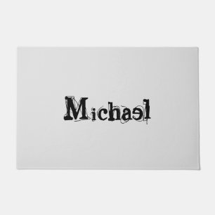 Paillasson Nom monogramme moderne minimaliste noir gris