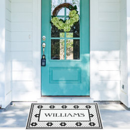 Paillasson Nom Noir et blanc Conception de carreaux personnal