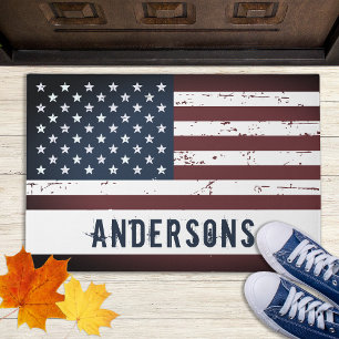 Paillasson Nom patriotique personnalisé USA American Flag
