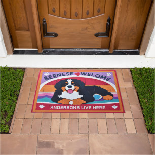 Paillasson Nom personnalisé Bernese Mountain Dog Bienvenue