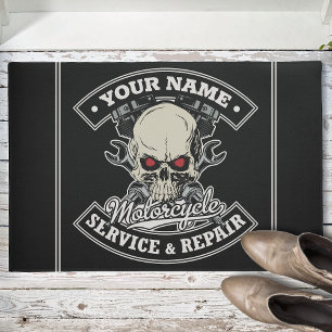 Paillasson Nom personnalisé Biker Mécanique Skull Motorcycle