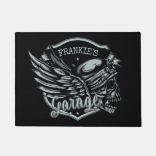 Paillasson Nom personnalisé Biker Skull Wings Motorcycle Gara