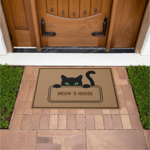 Paillasson Nom personnalisé de la Maison des signes CAT Noire