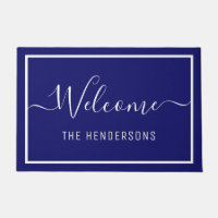 Nom personnalisé Élégant Script Welcome Navy Blue