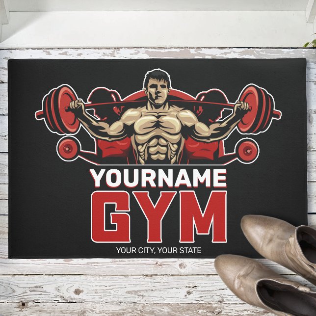 Paillasson NOM personnalisé Fitness Accueil GYM Poids Lifting (Créateur téléchargé)