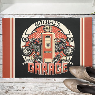 Paillasson Nom personnalisé Garage moto moto pompe à gaz rétr