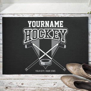 Paillasson NOM Personnalisé Joueur de hockey Stick Puck Team