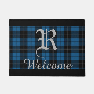 Paillasson Nom personnalisé par plaid bleu