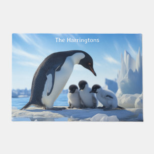 Paillasson Nom personnalisé Pingouins mignons