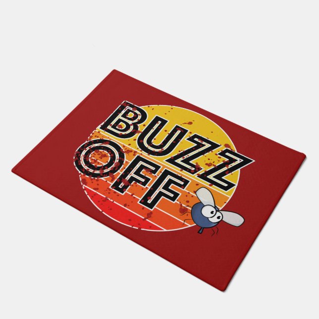 Paillasson (non)bienvenue "buzz off" style déprimé à vol (Incliné)